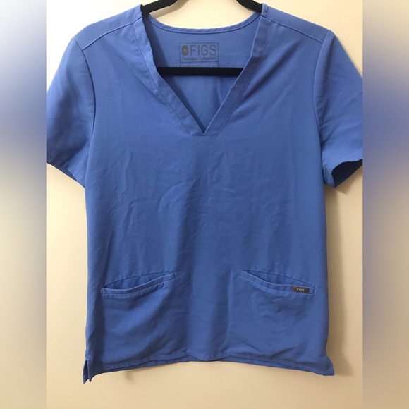 Figs Technical Womens Light Blue Scrub Two Pocket Style Top Size Small - Picture 3 of 12